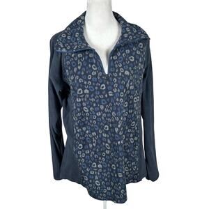 Columbia Long Sleeve Blue Fleece Pullover Top Quarter Zip Lightweight Large